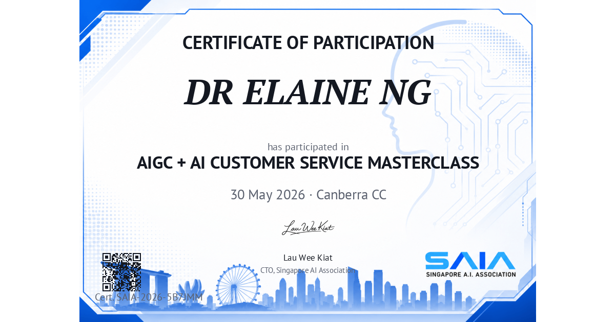 Certificate preview for DR ELAINE NG